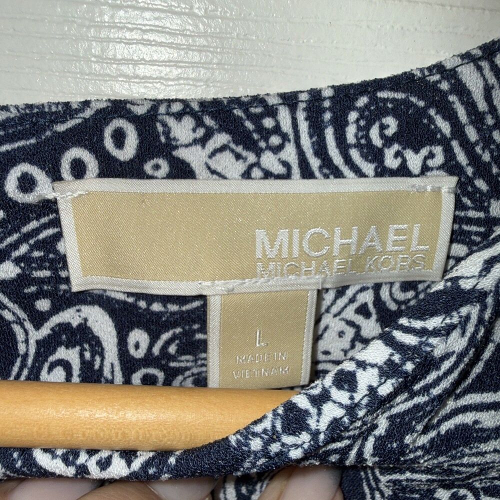 Michael Kors Blue Patterned Dress - Size L - Picture 2 of 6